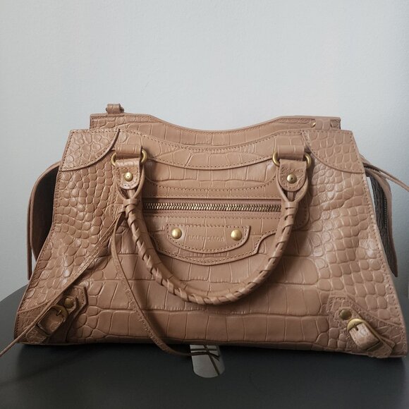 Balenciaga City Classic Small Croc Embossed Nude - Picture 1 of 3